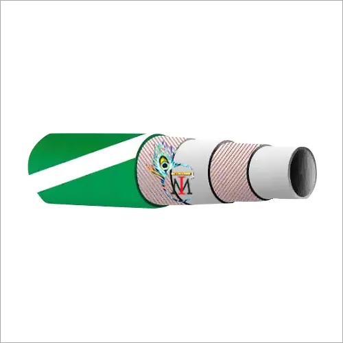 Carbon Free Hose - Smooth White Synthetic Rubber Tube, Heat & Abrasion Resistant Green Fabric Cover , Non-Conductive for Furnace Coolant & Power Cables