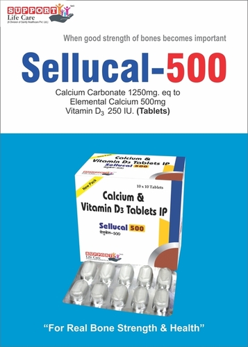 Calcium carbonate 1250mg eq.to elemental calcium 500mg + Vitamin D3 250 I.U