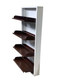 Powder Coated Iron Wall Mounted Shoe Rack - 59x28x5 Inches, Brown Finish, 4 Individually Operable Shelves For 16 Pairs Of Shoes, Durable Compact Design, 5-year Warranty