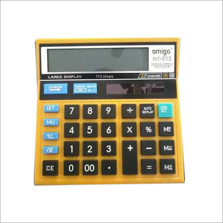 Battery Operated Calculator - 12 Digits, ABS Plastic Material, Yellow Color | Basic Calculator with Battery Power Source