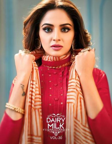 Chanderi Cotton Muslin Silk With Work - Top: Chanderi Cotton Muslin Silk With Detailed Embroidery, Bottom: Cotton, Dupatta: Printed Chiffon | Quick Dry, Hand Wash, Suitable for All Seasons