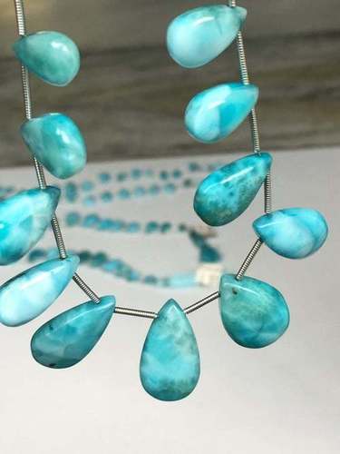 Rare 100% Natural 16 Pcs Aaaa Quality Larimar Pear Beads Grade: A