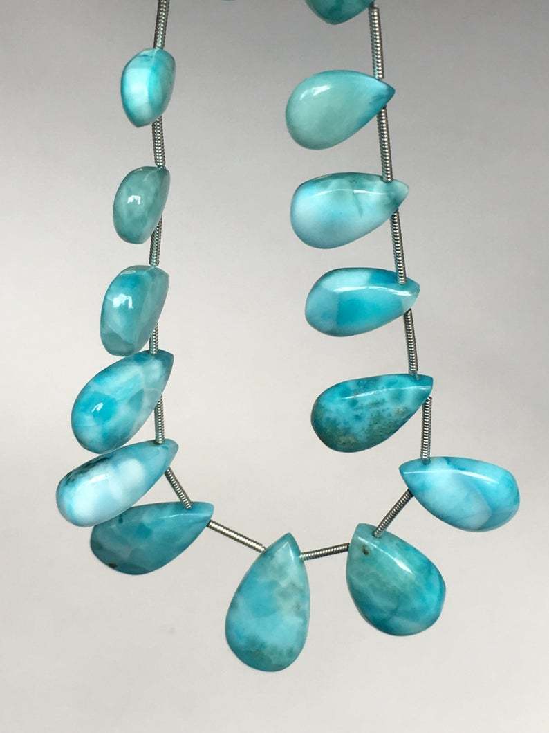 Rare 100% natural 16 pcs AAAA quality larimar pear beads