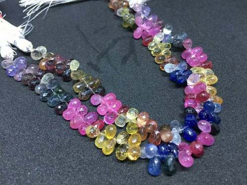 30% Off Sale  Super Quality Amazing Beautiful Multi Sapphire Teardrops Briolette Beads Grade: A