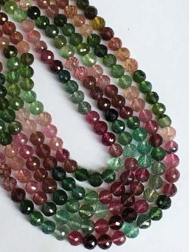 14 Inch Finest Quality Rare Gemstone Aaa Multi Tourmaline Perfect Round Faceted Beads Grade: A