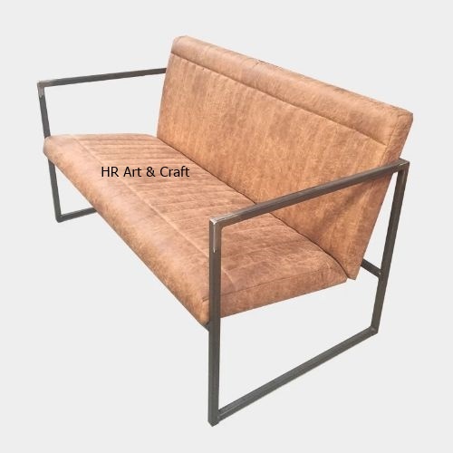 H R Art N Craft Traditional Iron & Leather Sofa