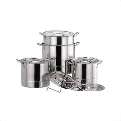 SS Plain Steamer Stock Pot Set