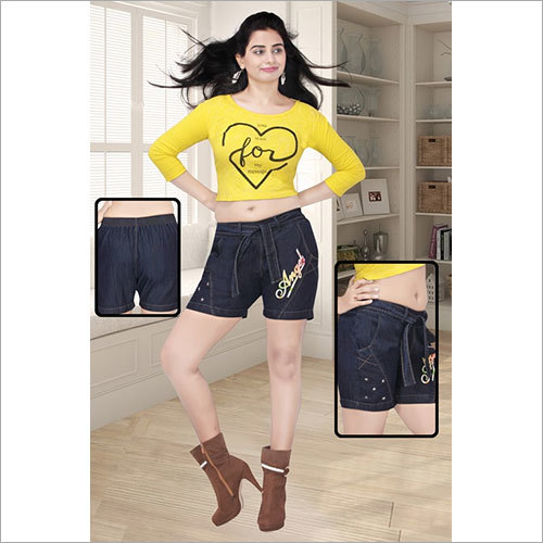Available In Multiple Color Ladies Denim Patch Shorts