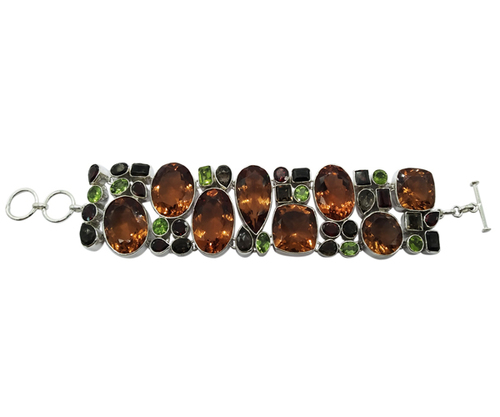 Certified Colorful Multi Stone 925 Silver Bracelet