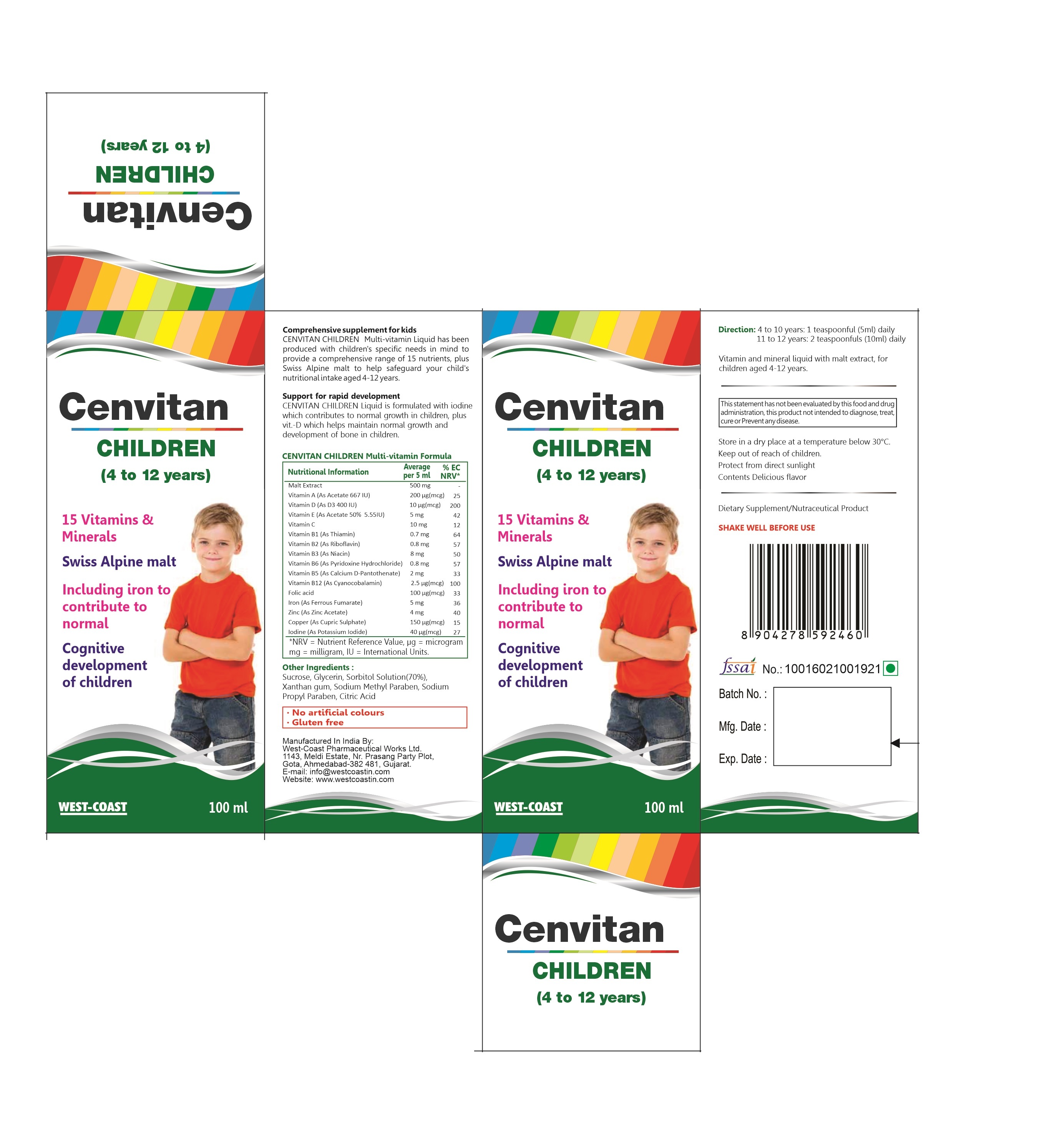 Cenvitan Syrup For Children (4 To 12 Years)