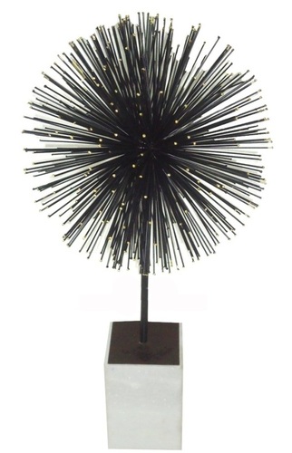 Starbrust Ball Gold Dots Marble Base Sculpture