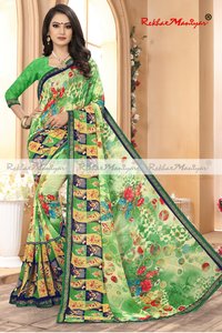 Weightless Georgette Geometrical Printed Sarees With Blouse