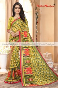 Weightless Georgette Geometrical Printed Sarees With Blouse