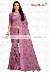 Linen Cotton Geometrical Printed Saree With Blouse