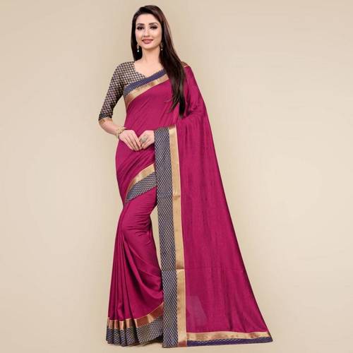 Two Tone Vichitra Silk Jacquard Border Sarees With Blouse