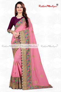 Shagun Silk Embroidery Zari Work saree With Blouse