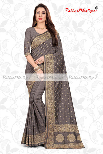 Art Silk Embroidery Small Butti Work Diamond Work Saree With Blouse