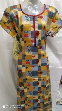 Cotton Designer Nighty - Color: Multi