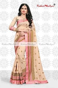 Art Silk Floral lace Border Silk Blended Saree With Blouse