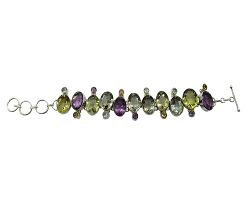 Unique Design Multi Stone 925 Silver Bracelet