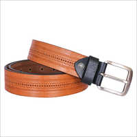 Tan Leather Fashion Belt - Leather Material, 40-50 Inch Length, Brown Color | Formal Style, Metal Buckle, Designed For Male Wearers