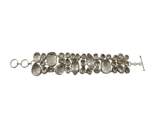 Solid Multi Stone 925 Silver Bracelet