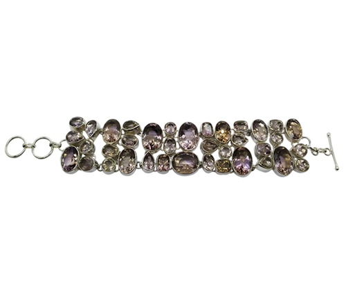 Elegant Fine Multi Stone 925 Silver Bracelet