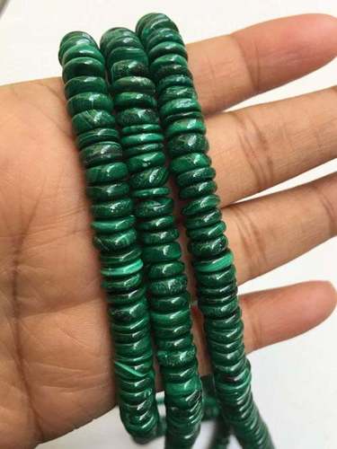 Natural malachite heishi tyre beads,15.5 inch strand,8-11mm