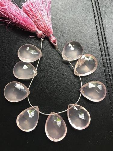9 pcs Beautiful huge natural rosequartz pear briolette drilled beads,18/22mm