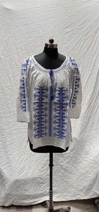 Cotton Computer Embroidery Top - Customized Size, Mix-assorted Color | Casual Dress, Breathable, Washable, No Fade, Embroidered Design For Spring & Summer