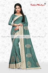 Art Silk Small Butti Panel Work Swarovski Diamond lace Saree