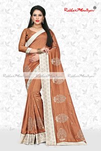 Art Silk Small Butti Panel Work Swarovski Diamond lace Saree