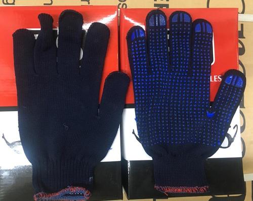 Blue Nylon Dotted Gloves