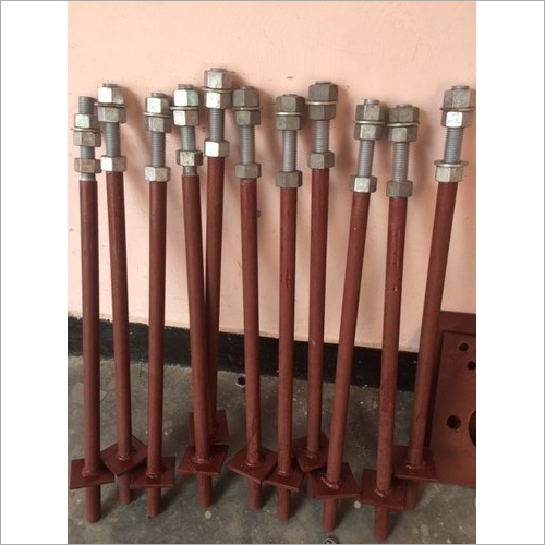 Red Oxide Foundation Bolt - Industrial Grade Galvanized Metal Alloy, Various Sizes | Durable, Ideal for Heavy Duty Machines & Hardware Fitting