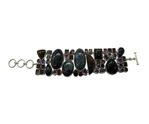 Chunky Multi Stone 925 Silver Bracelet