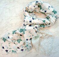 White And Green Cotton Silk Print Scarves Wholesaler
