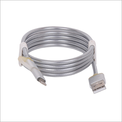 USB Data Cable For Android Mobile - Durable Silver, 1 Meter Length, USB Type | Compatible with Mobile, Computer, Laptop Devices