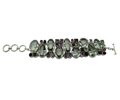 Fashion Casual Multi Stone 925 Silver Bracelet