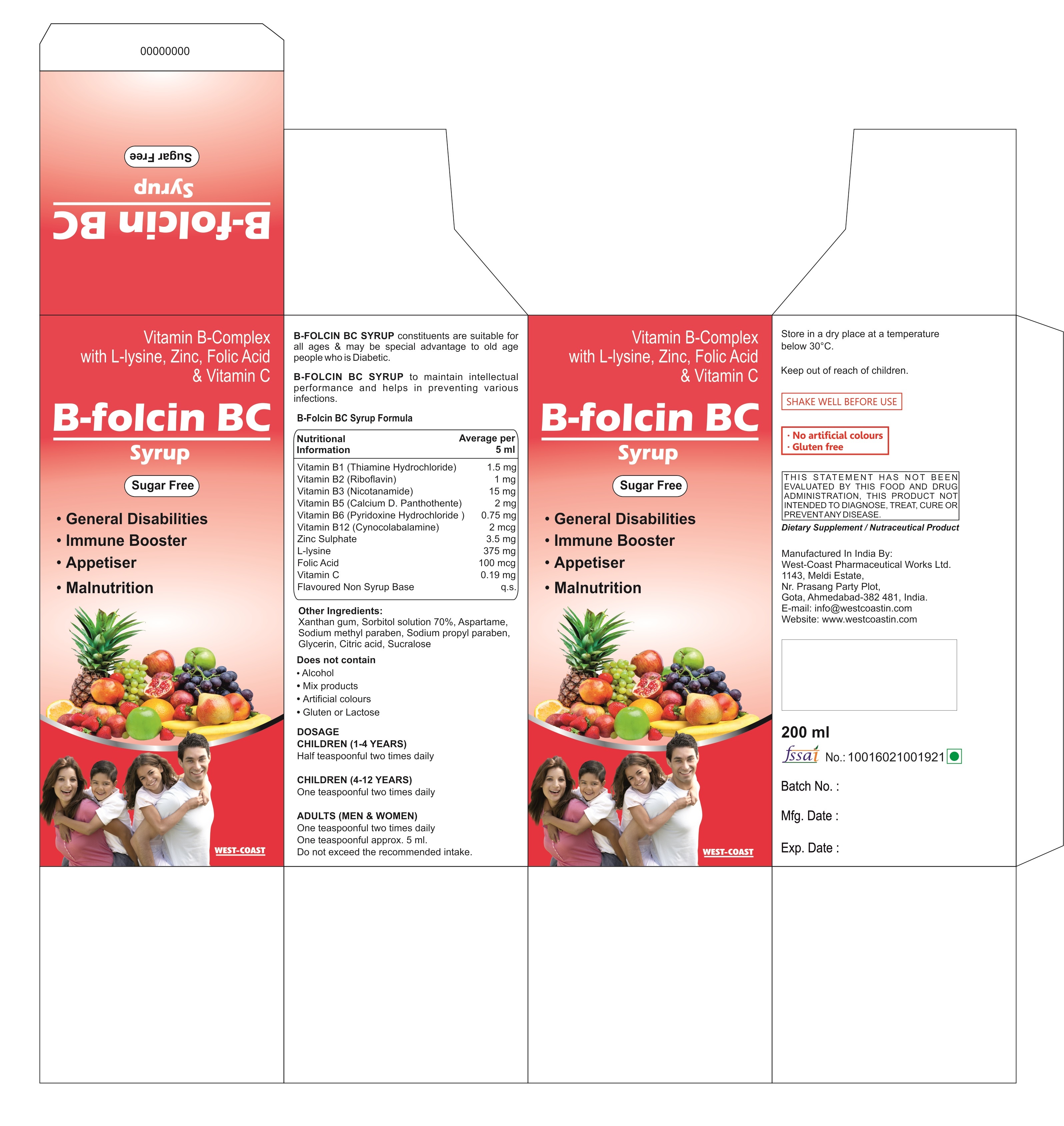 Vitamin B-Complex With L-lysine,Zinc,Folic Acid & Vitamin C SYRUP