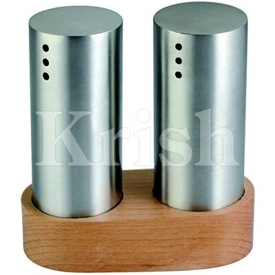 Small Salt & Pepper With Wooden Stand - Color: As Per Requirement