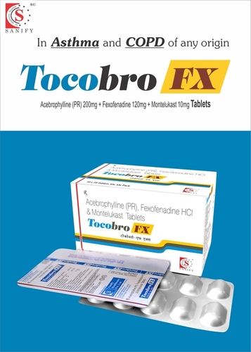 Acebrofyline 200mg + Fexofenadine 120mg + Montelukast 10mg