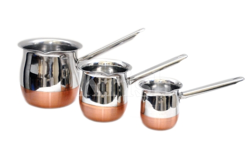 Copper Bottom Coffee Warmer With SS pipe Handle - 3 Pcs
