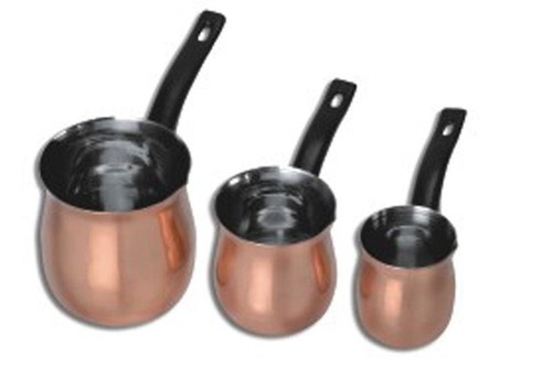 Full Copper Coffee Warmer With Bakelite Handle - 3 Pcs