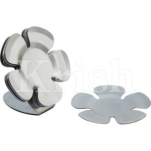 Floral Coaster With Stand - 6 Pcs