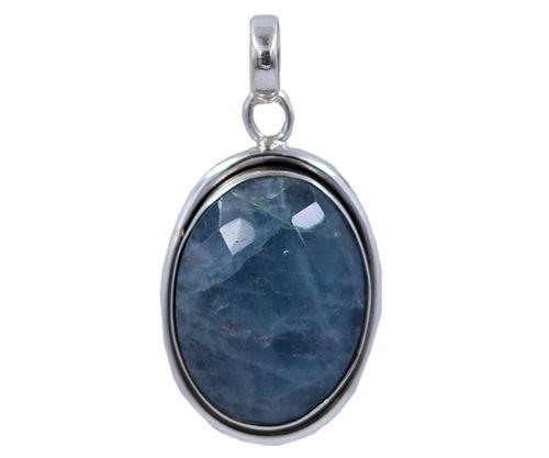 Round Classic Aquamarine Stone 925 Silver Pendant