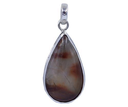 Pear Solid Phantom Quartz Stone 925 Silver Pendant