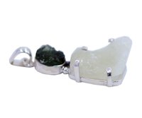 Perfect Moldavite & Libyan Tektite Stone 925 Silver Pendant