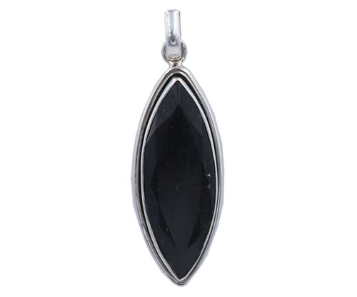 Spectacular Black Tourmaline Stone 925 Silver Pendant Weight: 11.1 Gms Grams (G)