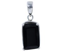 Chunky Black Tourmaline Stone 925 Silver Pendant