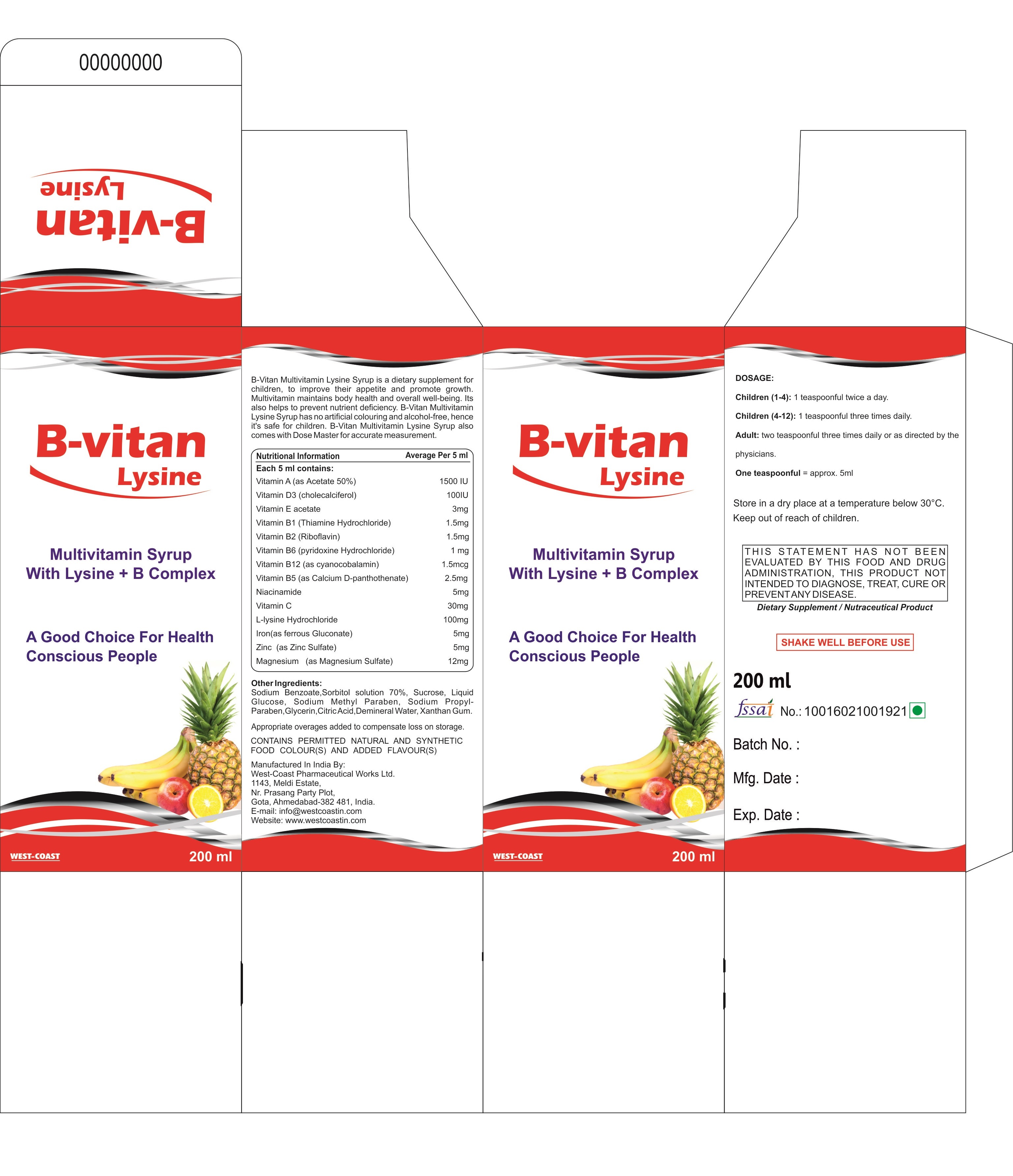 Multivitamin Syrup With Lysine + B Complex SYRUP
